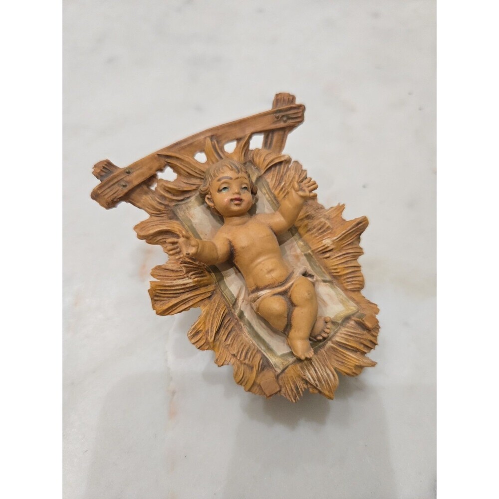 Vintage Fontanini Italy Removable Baby Jesus & Crib Manger Set Nativity Figurine